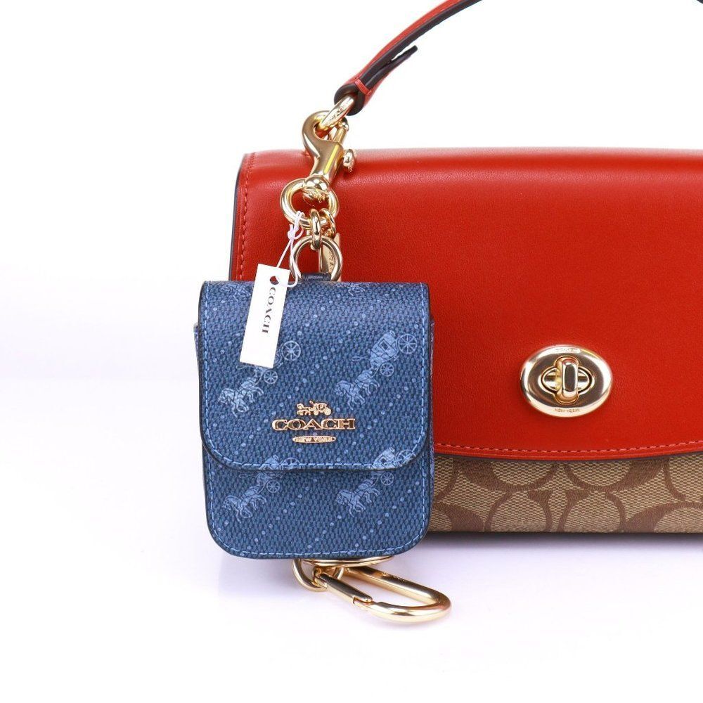 NWT Coach Horse & Carriage Multi Link Coin Case Bag Charm Key Chain
